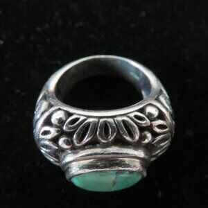 Sterling Silver Heavy Weight Turquoise Ring Size 7